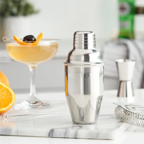 Miniatura 4 de True Contorno - Coctelera de acero inoxidable con colador de 8.5 onzas, coctelera con tapa y colador, coctelera de bebidas mixtas, coctelera de licor