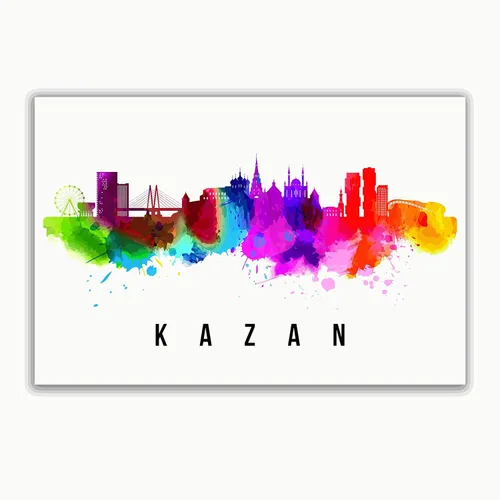 Miniatura 4 de Póster de Kazan Skyline Russia, pintura de paisaje urbano de Kazán, póster de Rusia, impresión de paisaje urbano de Kazán y monumentos, arte