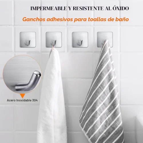 Miniatura 3 de Ganchos Adhesivos de Servicio Pesado para Toallas que se Adhieren, Colgador de Toallas, Soporte de Pared, Resistente al Agua, Ganchos Adhesivos