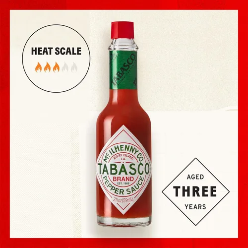 Miniatura 2 de TABASCO - Salsa picante de chile rojo original, picante medio, botella de vidrio, tres ingredientes simples, para salsas, tacos, huevos, pizza