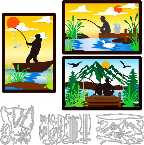 Miniatura 11 de GLOBLELAND Troqueles de corte de camping para hacer tarjetas, carpa de coche, troqueles para manualidades, álbumes de recortes, diario, papel