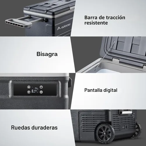 Miniatura 6 de BODEGA COOLER - Refrigerador de coche de 12 voltios, refrigerador de automóvil de 58 cuartos (55 L) con ruedas, congelador portátil para Negro