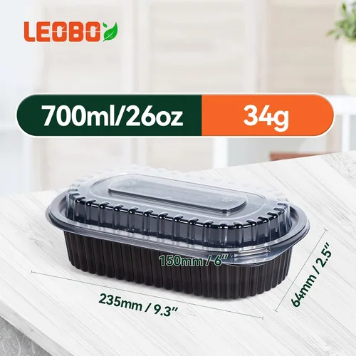 Miniatura 5 de Contenedores de preparación de comidas sin bisfenol A, envueltos en encogimiento, sin prelavado, paquete de 40 cajas Bento de 34 onzas, 4
