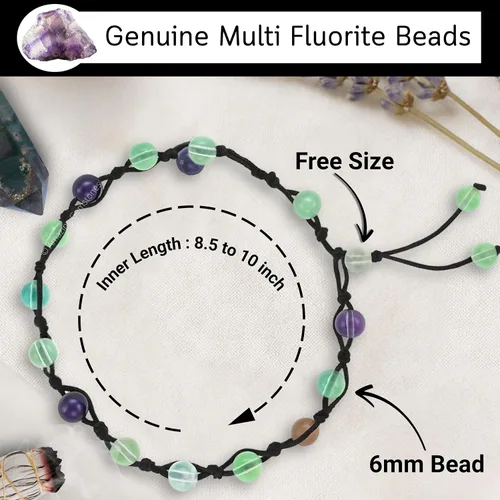 Miniatura 165 de Amazing Gemstone Crystal Anklet Ankle Bracelets for Women - Waterproof Beaded Healing Crystal Anklets, Plus Size Chakra Gemstone Bead Anklet