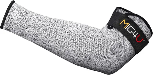 Miniatura 10 de MIG4U Mangas Resistentes a Cortes 2 Pares, Protección de Antebrazo Nivel 5 Guardas Protectoras con Agujero para Trabajar, Jardinería, Mecánica Corto