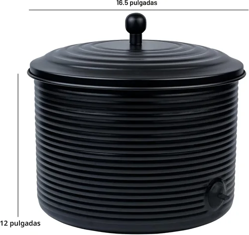 Miniatura 2 de Olla de almacenamiento para manguera de jardín con tapa, acanalada antigua, contenedor de manguera de agua para uso en exteriores o interiores