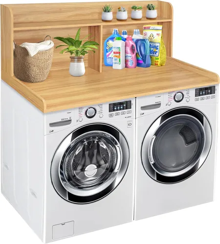 Miniatura 10 de Royxen Encimera de lavandería con estante de 20 pulgadas, ajuste universal, encimera para lavadora y secadora con espacio de almacenamiento