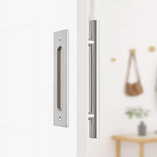 Miniatura 5 de WINSOON 1 paquete de 12 herrajes de manijas corredizas para puerta de granero con tirador empotrado de diseño de doble cara, kit de manijas