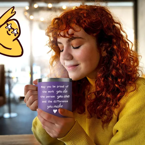 Miniatura 2 de KLUBI May You Be Proud Of The Work You Do - Regalos de salud mental para mujeres, vaso de 14 onzas, taza morada, regalo de agradecimiento