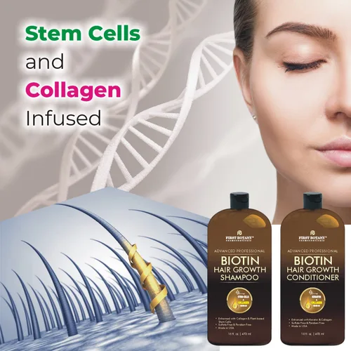 Miniatura 3 de First Botany, Biotin Champú para el crecimiento del cabello, acondicionador anti pérdida de cabello, fórmula engrosante de colágeno y células madre