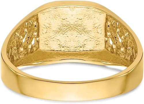 Miniatura 5 de Anillo de sello con monograma grabable de oro amarillo sólido de 14 k para hombre, talla 9, Metal