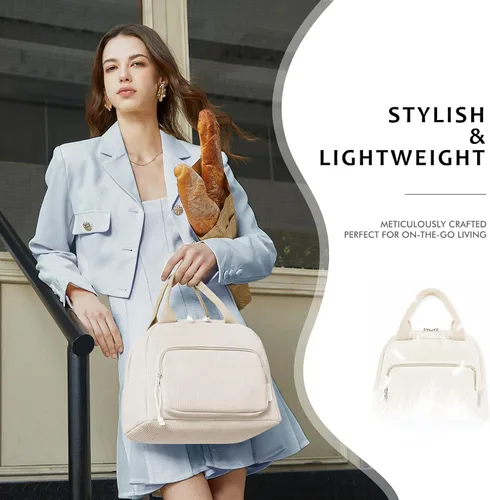 Miniatura 2 de HOMESPON Bolsa de Almuerzo para Mujeres Hombres Adultos con Bolsillo Frontal Bonita Pana Aislada Bolsa de Almuerzo Tote Gran Capacidad Caja