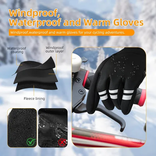 Miniatura 6 de Ryaco Guantes térmicos de invierno para hombres y mujeres, guantes cálidos con aislamiento para clima frío, impermeables, pantalla táctil