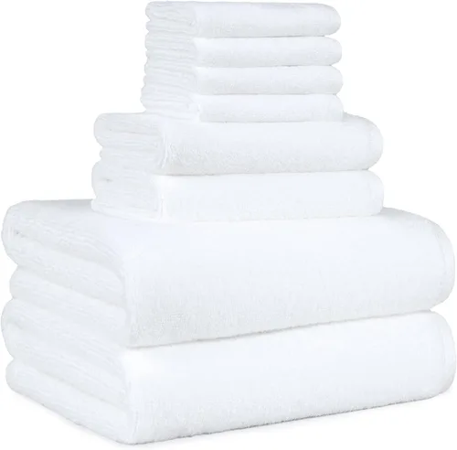Miniatura 14 de Amazon Basics 2 toallas de baño de gran tamaño de secado rápido, 100% algodón, color blanco, de 62 x 30 pulgadas