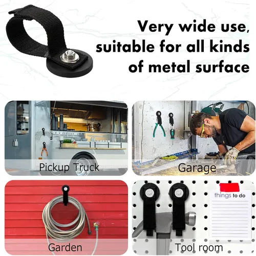 Miniatura 6 de Windyun 4 ganchos magnéticos para garaje, correas magnéticas resistentes, ganchos magnéticos para colgar cables, mangueras, cuerda de taller