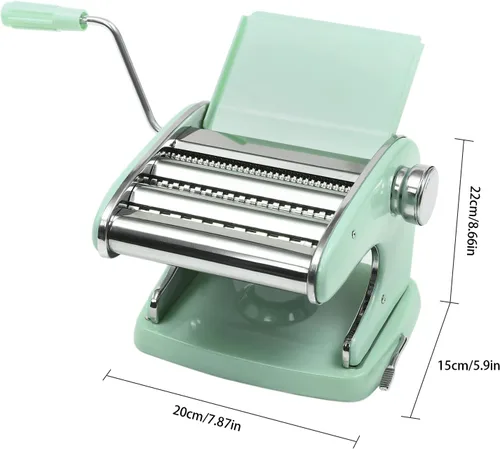 Miniatura 3 de Máquina para hacer pasta, hecho en casa, de acero inoxidable, con 6 ajustes de grosor ajustables, cortador de fideos resistente para espaguetis
