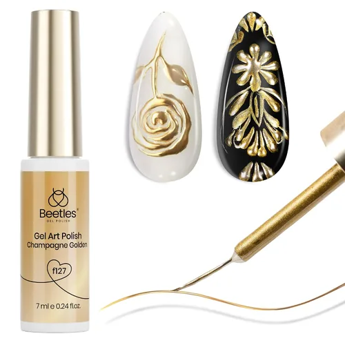 Miniatura 8 de beetles Gel Polish Swirl Nail Art - Esmalte de uñas de gel blanco, 1 unidad de 0.2 fl oz, pintura clásica de uñas de color blanco para línea