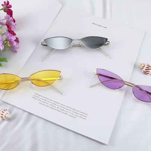 Miniatura 20 de FEISEDY Gafas de sol de diseñador de moda Retro pequeños pétalos forma arco templo diseño B2298