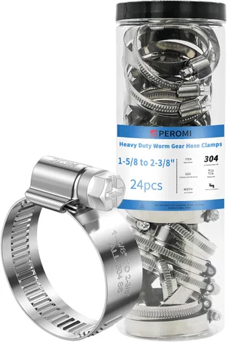 24 PIEZAS Abrazaderas de manguera de servicio pesado de acero inoxidable 304, abrazadera de manguera de 1-5/8" a 2-3/8" (40-60mm) Abrazaderas de