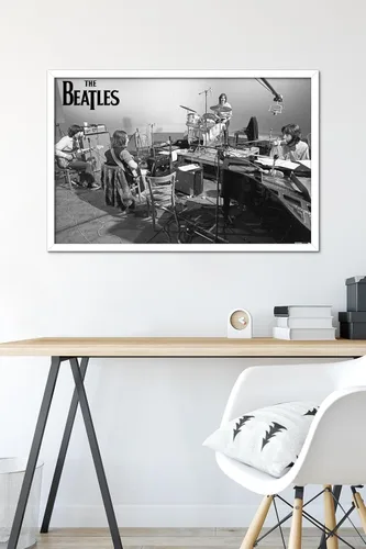 Miniatura 6 de The Beatles - Póster de pared Let It Be Studio, 34 pulgadas de largo x 22.4 pulgadas de ancho, versión enmarcada en blanco