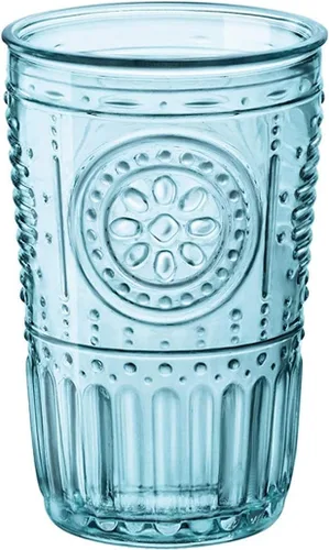 Miniatura 4 de Bormioli Rocco Juego Romántico de 4 Vasos Tumbler, 11.5 Oz. Cristal de Vidrio de Color, Azul Claro, Fabricado en Italia.