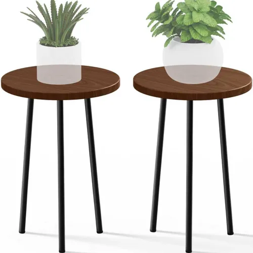 Miniatura 14 de Soporte alto para plantas de interior: soporte de esquina de madera para plantas, paquete de 2 unidades, decoración moderna de mediados de siglo