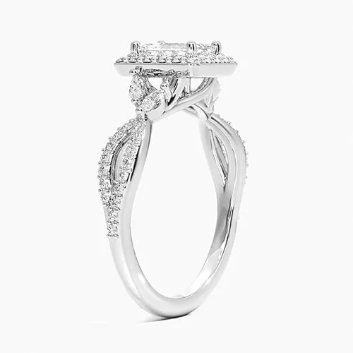 Miniatura 2 de IGI Anillo de compromiso de diamantes creados en laboratorio de excelente talla esmeralda blanca de 1.18 quilates con marquesa de acento y diamantes