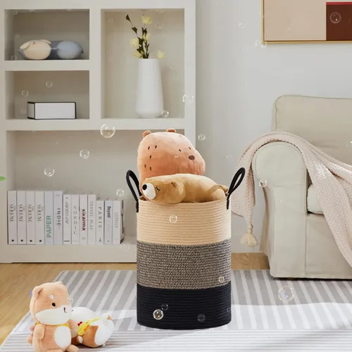 Miniatura 2 de VIPOSCO Cesta de lavandería grande, cesta de almacenamiento de cuerda tejida alta para mantas, juguetes, ropa sucia en la sala de estar, baño