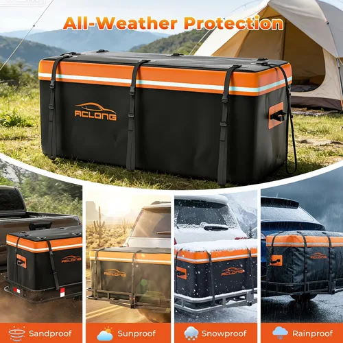 Miniatura 6 de Bolsa de transporte de carga de montaje en enganche, carcasa suave impermeable de 20 pies cúbicos, universal para camioneta con cesta de enganche, 8
