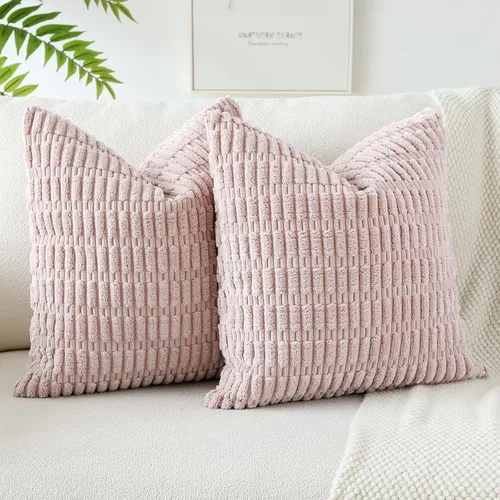 Miniatura 28 de OTOSTAR - Paquete de 2 fundas de cojín decorativas de pana suaves y a rayas estilo boho, fundas de cojín cuadradas para decoración del hogar, fundas