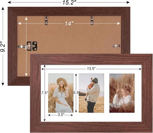 Miniatura 655 de Marcos de Fotos Collage de 13.5X15.5 con 7 Aberturas para Fotos de 4X6, Marco de Fotos Múltiples con Paspartú para Decoración de Pared, Grano