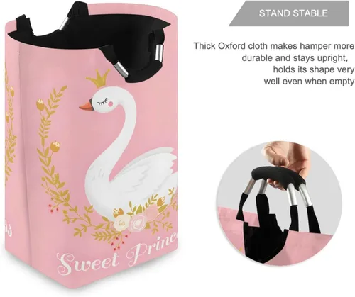 Miniatura 3 de senya Cesta de almacenamiento grande con asas y diseño de princesa cisne, organizador plegable para ropa sucia, juguetes Multi 2