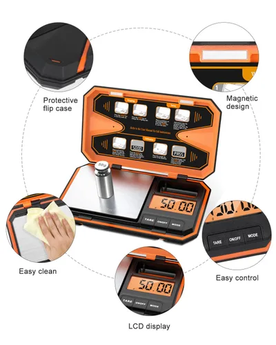 Miniatura 7 de AMIR Báscula digital de bolsillo, báscula de alta precisión de 17.64 oz x 0.00 oz con pantalla LCD, báscula digital de alimentos con función