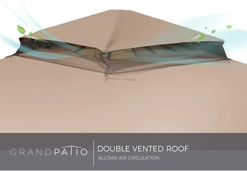 Miniatura 4 de Grand Patio Toldo de repuesto para cenador de exteriores de 10 x 13 pies, toldo de poliéster PA de doble nivel, toldo de refugio anti-UV con red