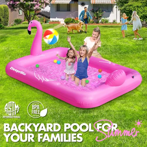 Miniatura 4 de DeeprBlu Piscinas de bronceado inflables de flamenco de lujo para 2 personas, 81 x 60 pulgadas, flotador para tumbona para tomar el sol, piscina
