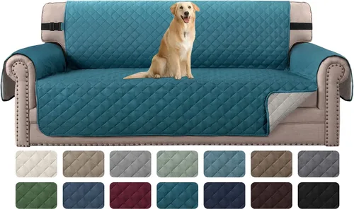 Miniatura 63 de H.VERSAILTEX Funda de sofá resistente al agua para sofá de 3 cojines, reversible, protector de muebles acolchado con correa elástica, funda de sofá