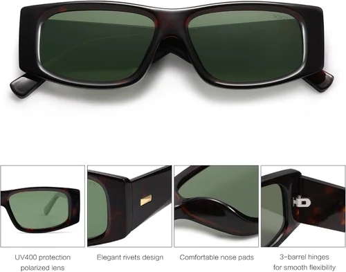 Miniatura 12 de SOJOS Gafas de sol polarizadas rectangulares Y2K de moda para mujeres y hombres, gafas de sol rave de diseñador de moda SJ2228