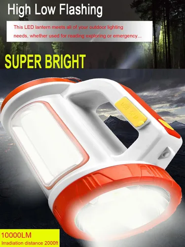 Miniatura 3 de SUYOOULIN Linterna LED recargable solar, súper brillante, 10000 lm, reflector LED de mano, linterna de campamento, luz de trabajo, 5 modos de luz