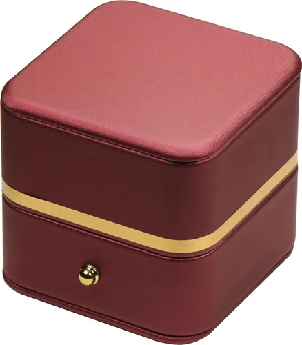 Miniatura 6 de Caja de anillo para propuesta de boda, compromiso para hombres y mujeres, de lujo, suave al tacto, color rojo de primera calidad, caja de joyería