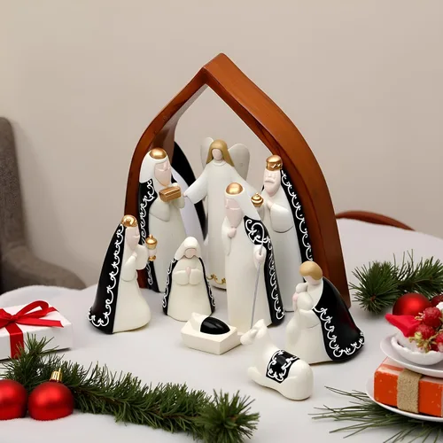 Miniatura 4 de Comfy Hour Rhode Island - Novedad Faith and Hope Baby Jesus Nativity, 9 piezas de Santa Familia con figuras de ángel, escena de Navidad
