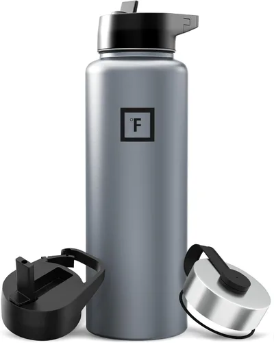 Miniatura 29 de IRON °FLASK Frasco de hidratación para acampar y senderismo con pajilla, botella de agua deportiva de acero inoxidable con aislamiento de boca Dark