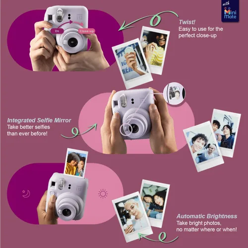 Miniatura 3 de Cámara instantánea Fujifilm Instax Mini 12 color azul pastel + estuche de transporte + paquete de accesorios con película Fuji Instax (40 hojas)