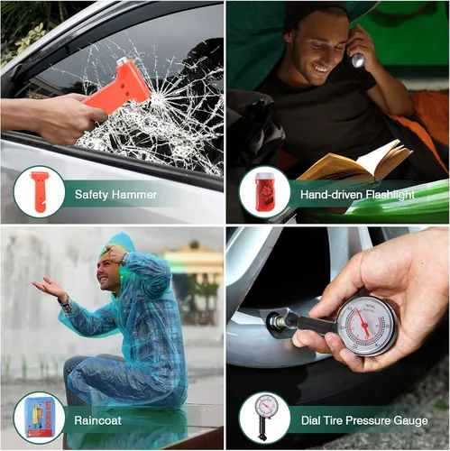 Miniatura 7 de Kit de Emergencia en Carretera para Automóvil, Kits Esenciales de Asistencia de Emergencia en Carretera para Seguridad de Vehículos Automotrices
