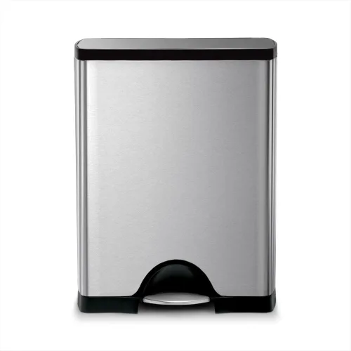 Miniatura 10 de simplehuman - Basurero rectangular para cocina con dos compartimentos para reciclaje, de 46 litros / 12.2 galones, de acero inoxidable cepillado