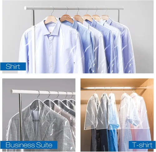 Miniatura 5 de Chumia Paquete de 50 fundas de hombro para ropa en el armario, fundas transparentes para colgar en trajes, chaquetas, camisas, protector organizador