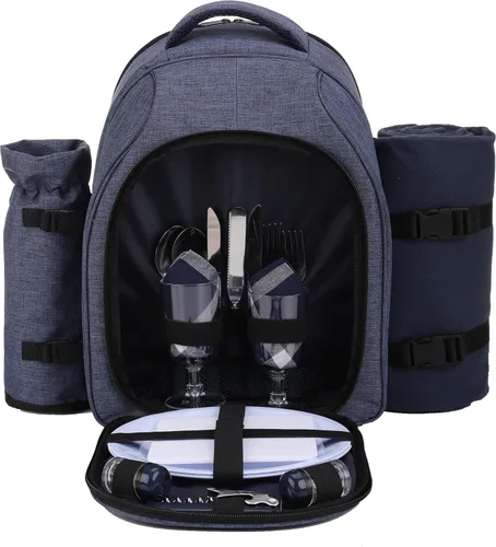 Miniatura 20 de apollo walker - Mochila para picnic para 2 personas con compartimento refrigerado, soporte desmontable para botella/vino, manta de forro polar