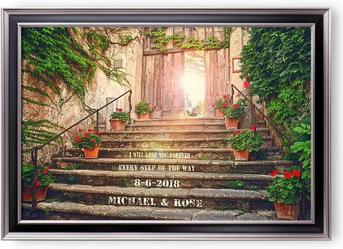 Miniatura 205 de Arte enmarcado de vacaciones con nombres de pareja en sillas de cubierta, regalo de amor perfecto para aniversario, boda. Con diferentes estilos