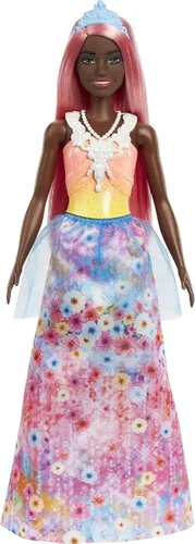 Miniatura 4 de Barbie Dreamtopia Royal Fashion Muñeca con pelo rosa claro y corpiño brillante con falda extraíble, zapatos y accesorio para la diadema