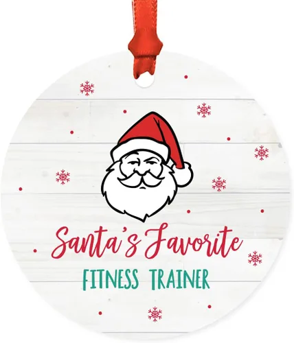 Miniatura 12 de Andaz Press Adorno redondo de metal de Papá Noel, regalo de broma, masajista favorito de Santa, 1 paquete, ideas de regalo de elefante blanco X-Mas