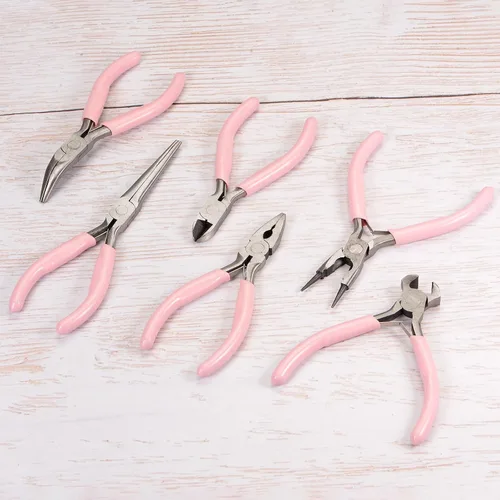 Miniatura 6 de HARFINGTON Alicates de precisión laterales de corte diagonal de 4.5 pulgadas con mango de plástico rosa para manualidades, fabricación de joyas